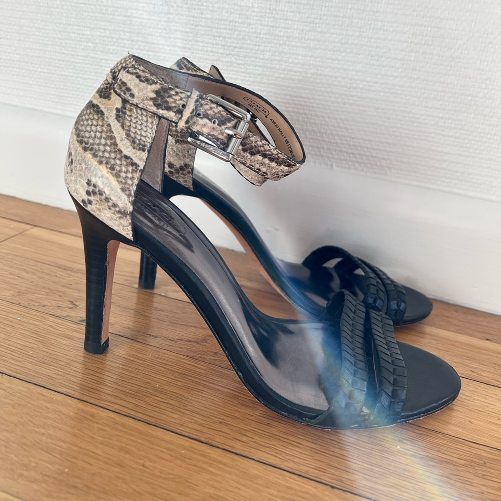 COACH Hally Printed Python/Vachetta Ankle Strap